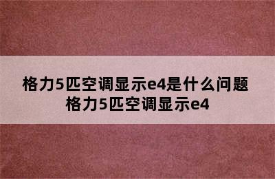 格力5匹空调显示e4是什么问题 格力5匹空调显示e4